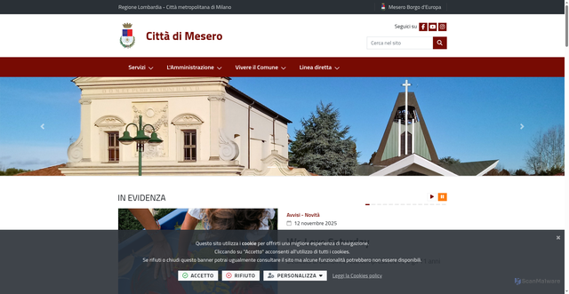 Security scan screenshot of https://www.comune.mesero.mi.it/it-it/home
