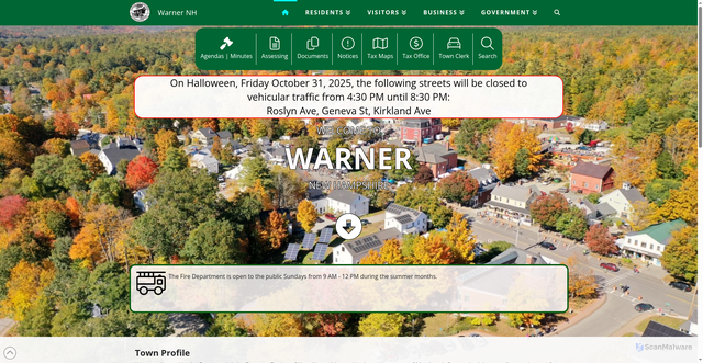 Security scan screenshot of https://warnernh.gov/