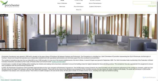 Security scan screenshot of https://www.portchestercrematorium.org/