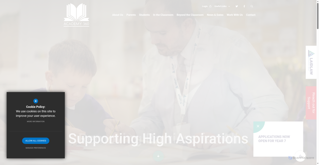 Security scan screenshot of https://academy360.laidlawschoolstrust.co.uk/