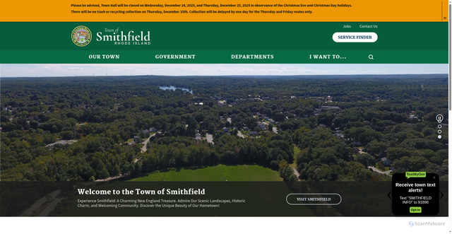 Security scan screenshot of https://www.smithfieldri.gov/