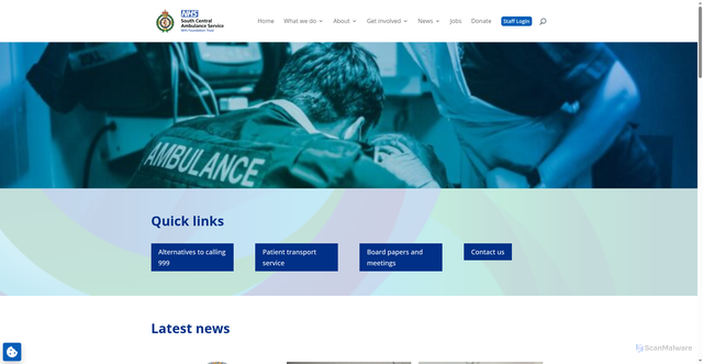 Security scan screenshot of http://www.scas.nhs.uk