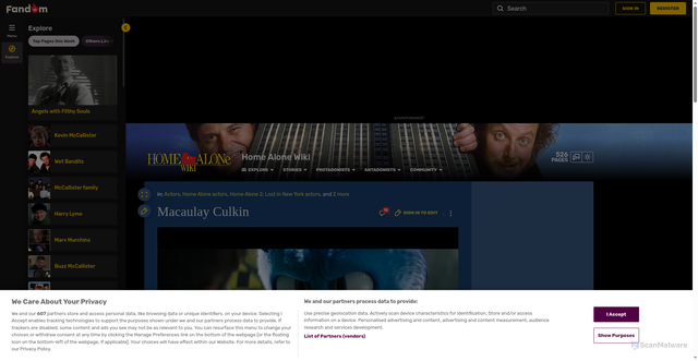 Security scan screenshot of https://homealone.fandom.com/wiki/Macaulay_Culkin