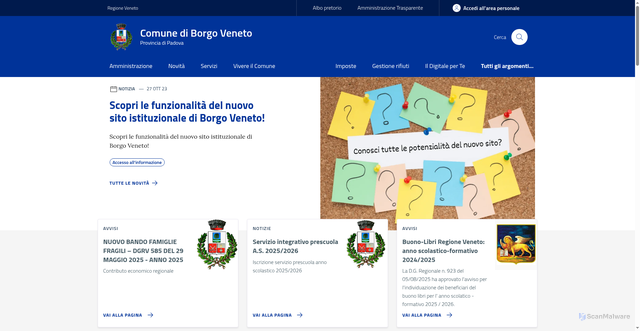 Security scan screenshot of https://www.comune.borgoveneto.pd.it/