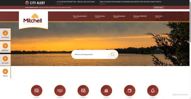 Security scan screenshot of https://cityofmitchellsd.gov/