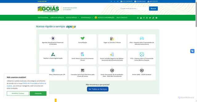 Security scan screenshot of https://goias.gov.br/economia/