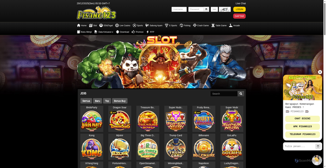 Security scan screenshot of https://longpisang123.com/desktop/game/slot/jdb