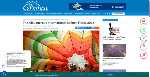 Security scan screenshot of https://www.carnifest.com/the-albuquerque-international-balloon-fiesta-2026/