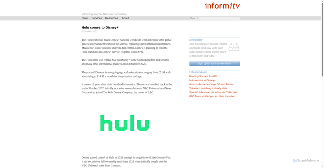 Security scan screenshot of https://informitv.com/2025/10/02/hulu-comes-to-disney/