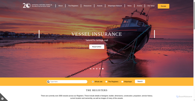 Security scan screenshot of https://www.nationalhistoricships.org.uk/