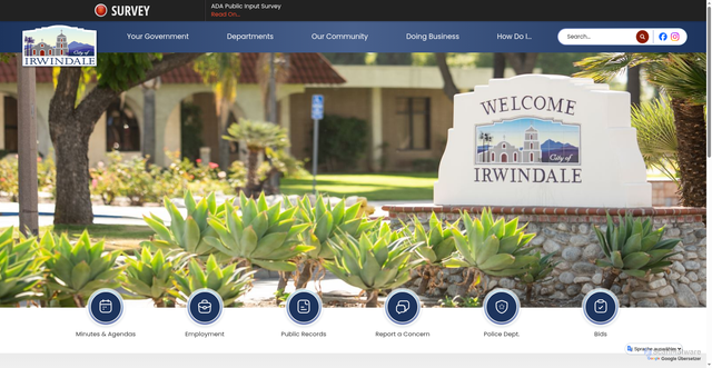Security scan screenshot of https://irwindaleca.gov/