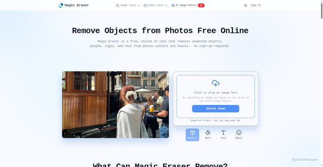 Security scan screenshot of https://magiceraser.org