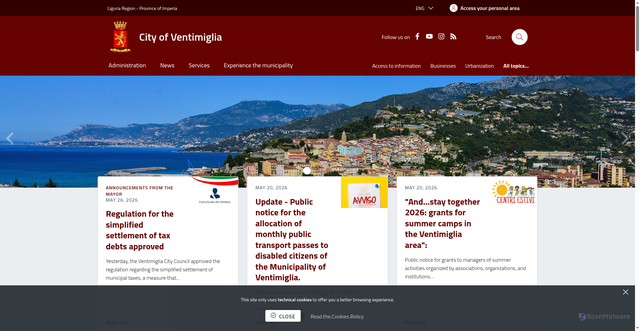 Security scan screenshot of https://www.comune.ventimiglia.it