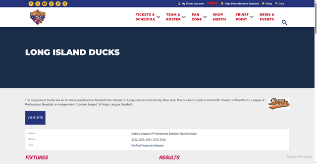 Security scan screenshot of https://highpointrockers.com/team/long-island-ducks/