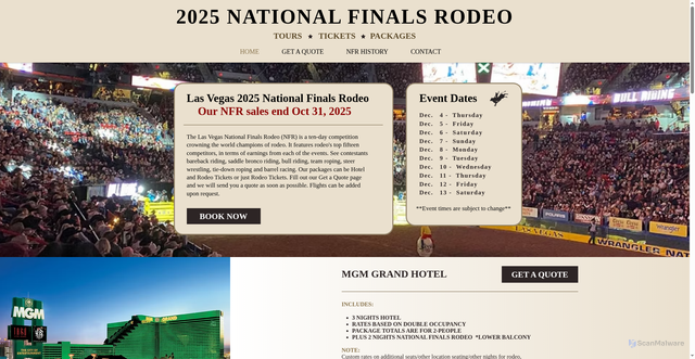Security scan screenshot of https://www.nfrtours.com/