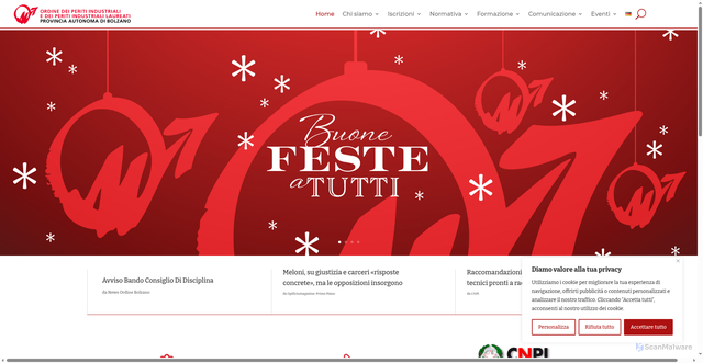 Security scan screenshot of https://www.peritiindustriali.bz.it/