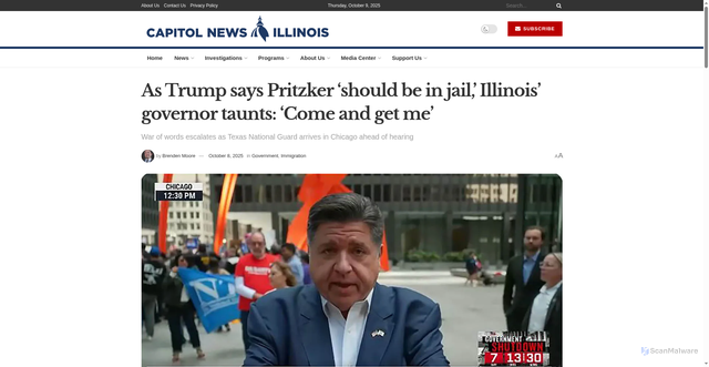 Security scan screenshot of https://capitolnewsillinois.com/news/as-trump-says-pritzker-should-be-in-jail-illinois-governor-taunts-come-and-get-me/