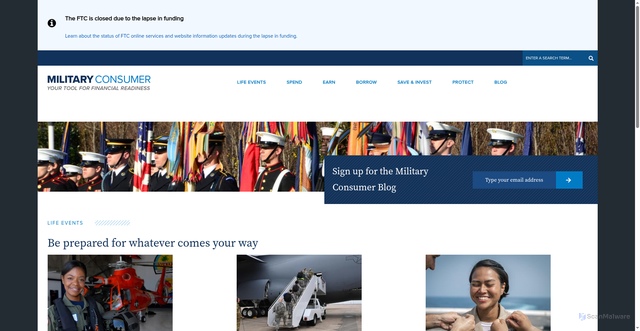 Security scan screenshot of https://www.militaryconsumer.gov/