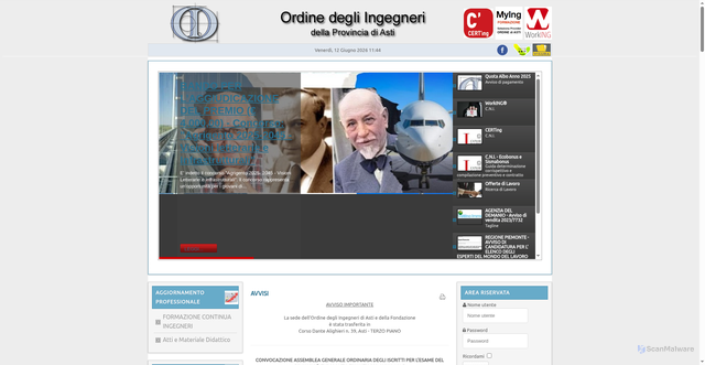 Security scan screenshot of https://www.ordineingegneri.asti.it