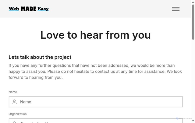Security scan screenshot of https://webmadeasy.pages.dev//contact/