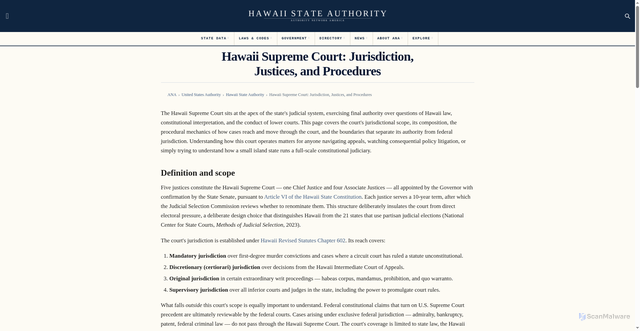 Security scan screenshot of https://hawaiistateauthority.com/hawaii-supreme-court/