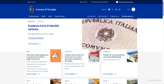 Security scan screenshot of https://www.comune.torreglia.pd.it