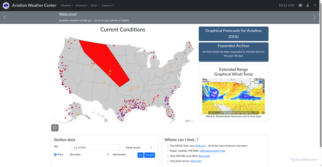 Security scan screenshot of https://aviationweather.gov/