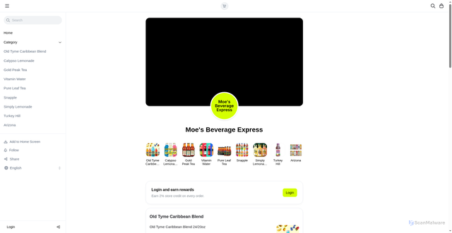 Security scan screenshot of http://moesbeveragexpress.com/