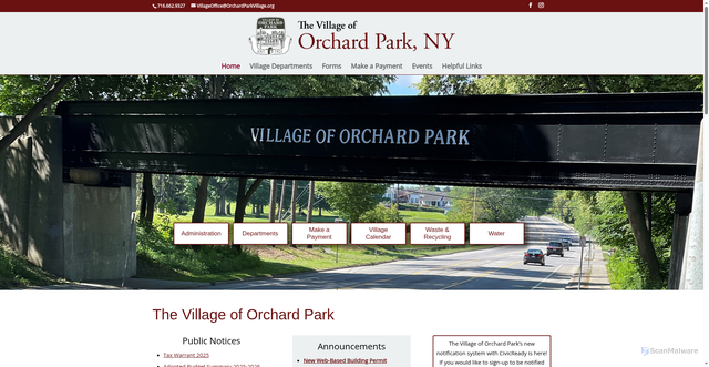 Security scan screenshot of https://orchardparkvillageny.gov/