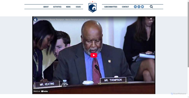 Security scan screenshot of https://democrats-homeland.house.gov/news/videos/watch/congressman-bennie-thompson_-narco-terrorism-and-the-border