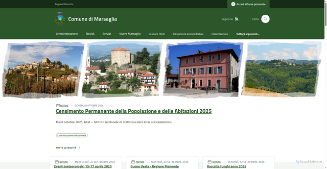 Security scan screenshot of https://www.comune.marsaglia.cn.it/