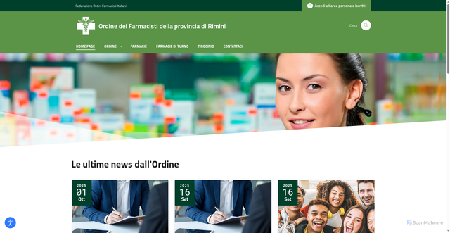 Security scan screenshot of https://www.ordinefarmacistirimini.it/