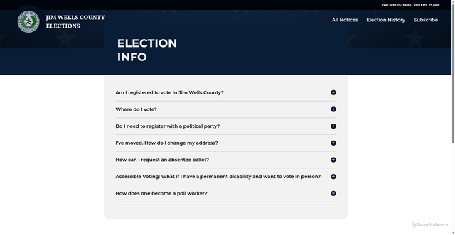 Security scan screenshot of https://jimwellscountyelections.gov/