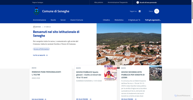 Security scan screenshot of https://www.comune.seneghe.or.it/