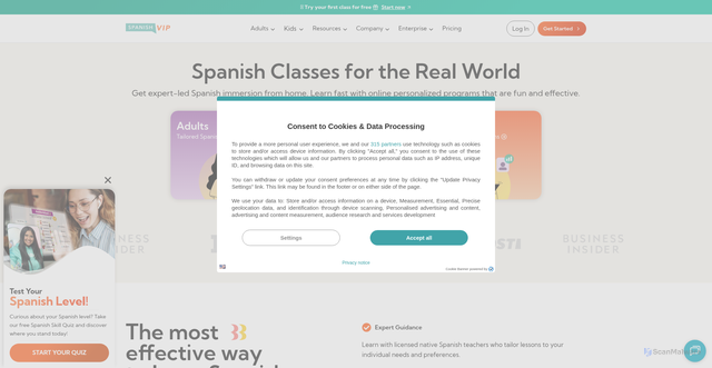 Security scan screenshot of https://spanishvip.com