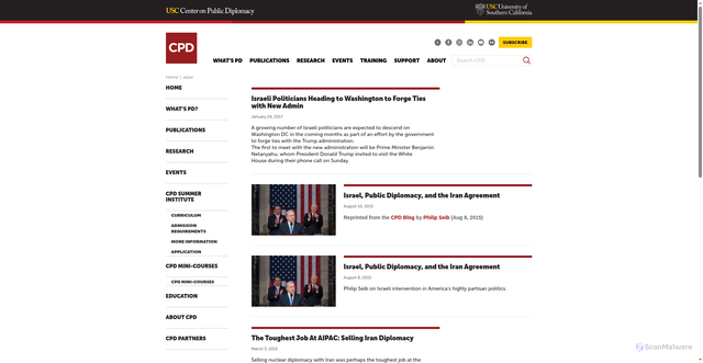 Security scan screenshot of https://uscpublicdiplomacy.org/tags/aipac