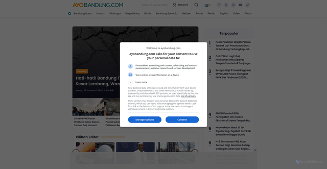 Security scan screenshot of https://ayobandung.com