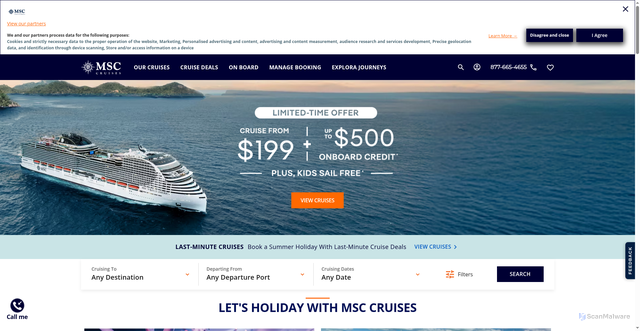 Security scan screenshot of https://msccruisesusa.com