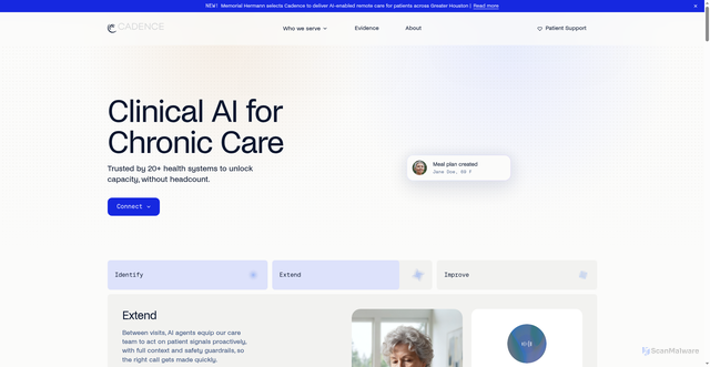 Security scan screenshot of https://cadence.care