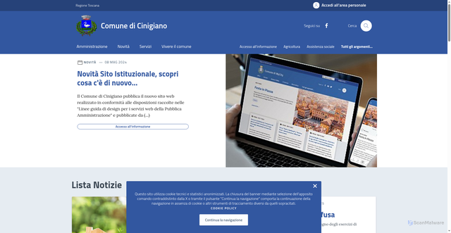 Security scan screenshot of https://comune.cinigiano.gr.it/