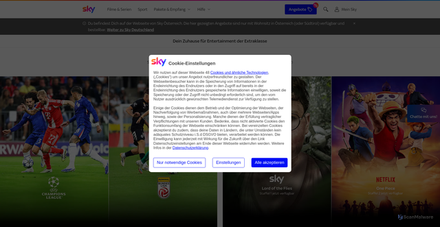 Security scan screenshot of https://sky.at