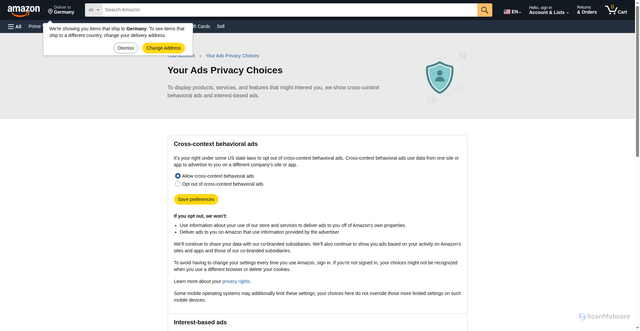 Security scan screenshot of https://fseryy.pages.dev/privacyprefs?ref_=footer_iba