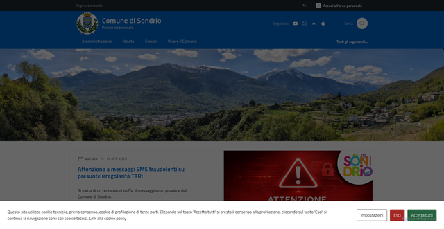 Security scan screenshot of https://www.comune.sondrio.it