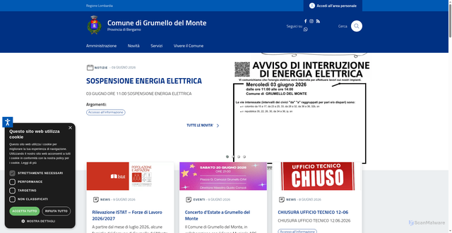 Security scan screenshot of https://www.comune.grumellodelmonte.bg.it