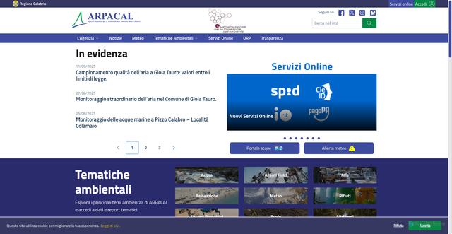 Security scan screenshot of https://www.arpacal.it/