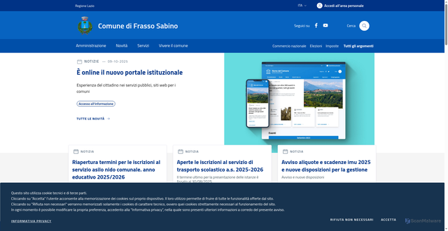 Security scan screenshot of https://www.comune.frassosabino.ri.it/