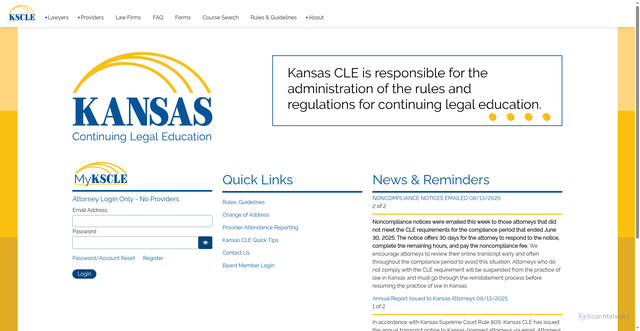 Security scan screenshot of https://kscle.gov/