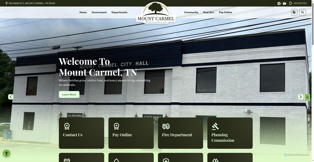 Security scan screenshot of https://mountcarmeltn.gov/