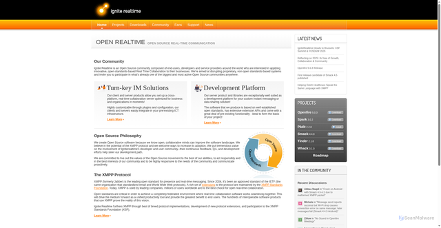 Security scan screenshot of https://igniterealtime.org