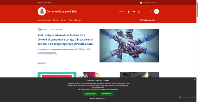 Security scan screenshot of https://www.comune.luragoderba.co.it/it